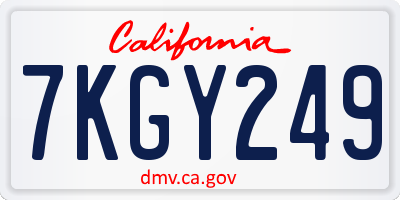 CA license plate 7KGY249