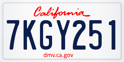 CA license plate 7KGY251