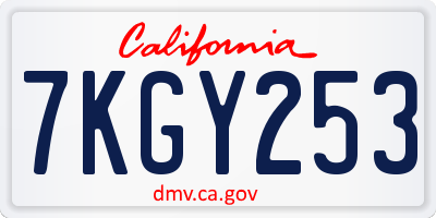 CA license plate 7KGY253