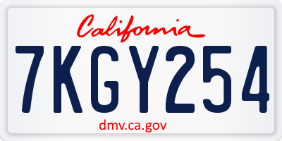 CA license plate 7KGY254