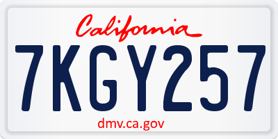 CA license plate 7KGY257