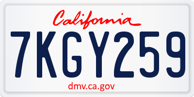 CA license plate 7KGY259