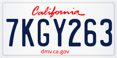 CA license plate 7KGY263