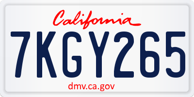 CA license plate 7KGY265