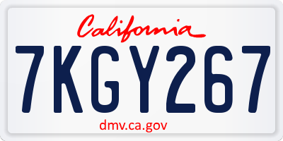 CA license plate 7KGY267