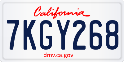 CA license plate 7KGY268