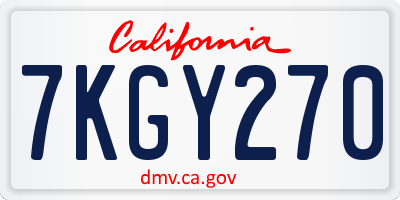 CA license plate 7KGY270