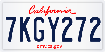 CA license plate 7KGY272