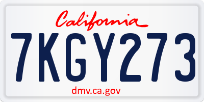 CA license plate 7KGY273
