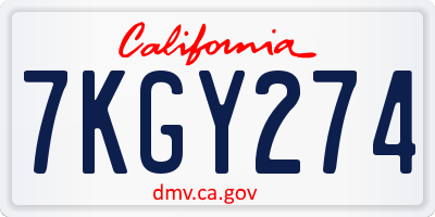 CA license plate 7KGY274