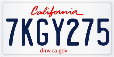 CA license plate 7KGY275