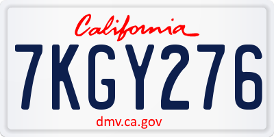 CA license plate 7KGY276