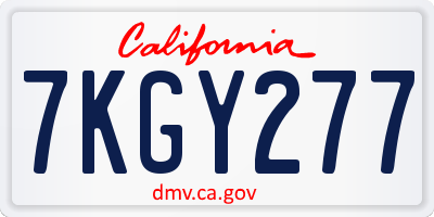 CA license plate 7KGY277