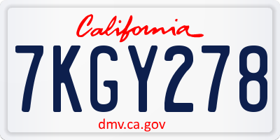 CA license plate 7KGY278