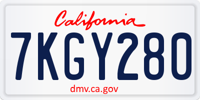 CA license plate 7KGY280