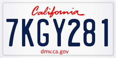 CA license plate 7KGY281