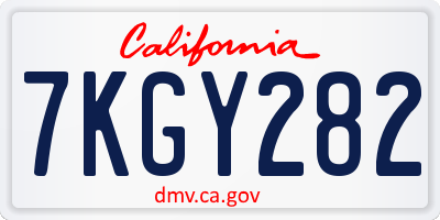 CA license plate 7KGY282