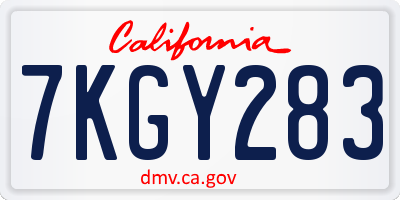 CA license plate 7KGY283
