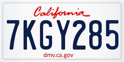 CA license plate 7KGY285