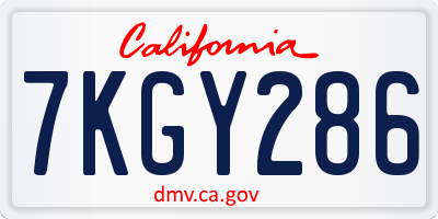 CA license plate 7KGY286
