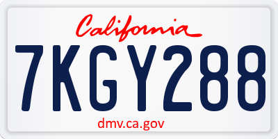 CA license plate 7KGY288