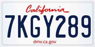CA license plate 7KGY289