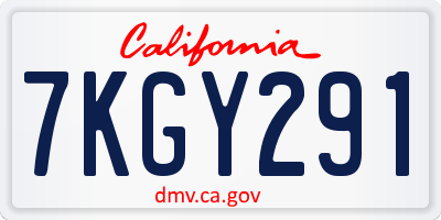 CA license plate 7KGY291