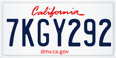 CA license plate 7KGY292