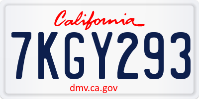 CA license plate 7KGY293