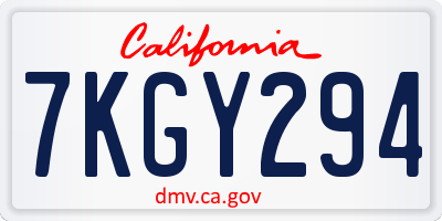 CA license plate 7KGY294