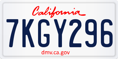 CA license plate 7KGY296