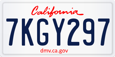 CA license plate 7KGY297
