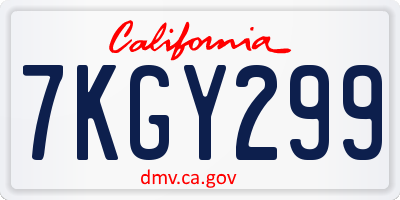 CA license plate 7KGY299