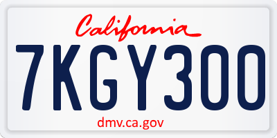 CA license plate 7KGY300