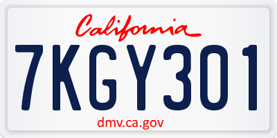 CA license plate 7KGY301