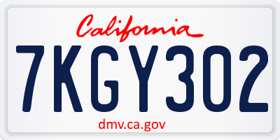 CA license plate 7KGY302