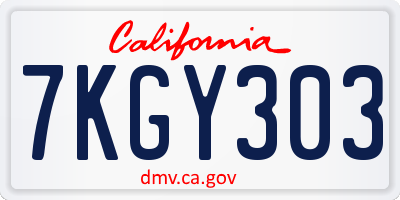 CA license plate 7KGY303