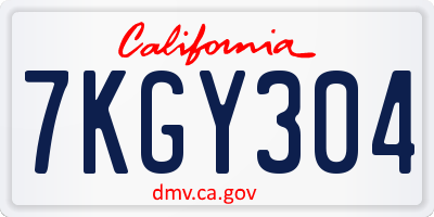 CA license plate 7KGY304