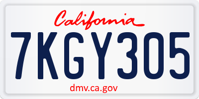 CA license plate 7KGY305