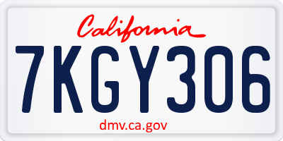 CA license plate 7KGY306