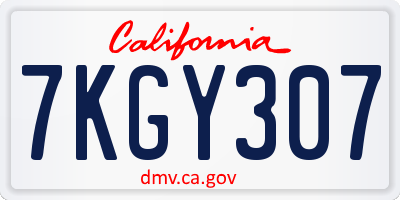 CA license plate 7KGY307