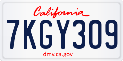 CA license plate 7KGY309