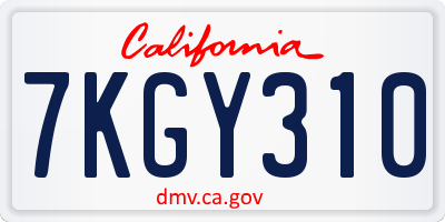 CA license plate 7KGY310