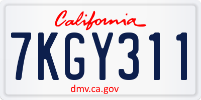 CA license plate 7KGY311