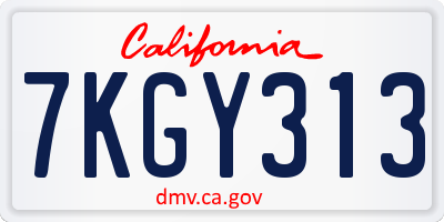 CA license plate 7KGY313