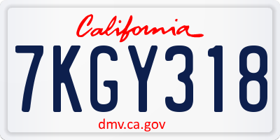 CA license plate 7KGY318