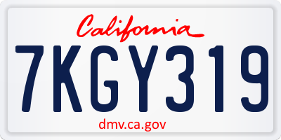 CA license plate 7KGY319