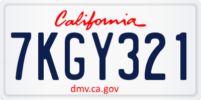 CA license plate 7KGY321