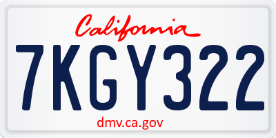 CA license plate 7KGY322