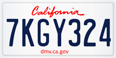 CA license plate 7KGY324